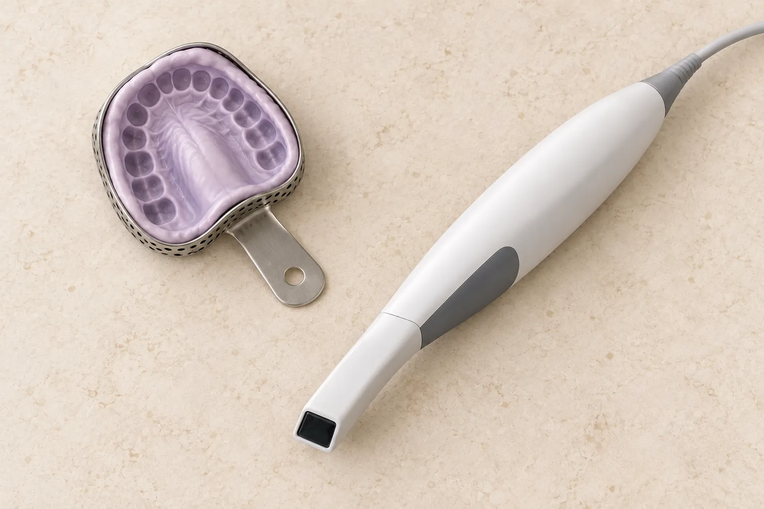 Silicone impression and intraoral scanner